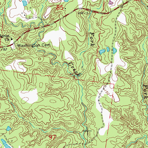Topographic Map of Middle Fork Caney Creek, LA