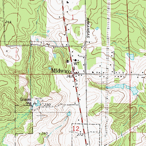 Topographic Map of Midway, LA