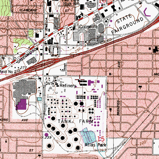 Topographic Map of Midway Junior High School, LA