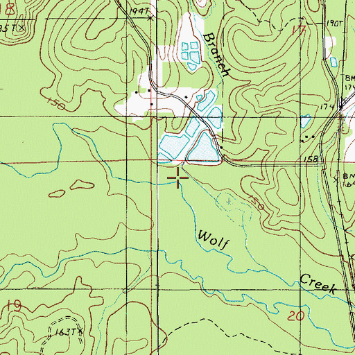 Topographic Map of Mile Branch, LA