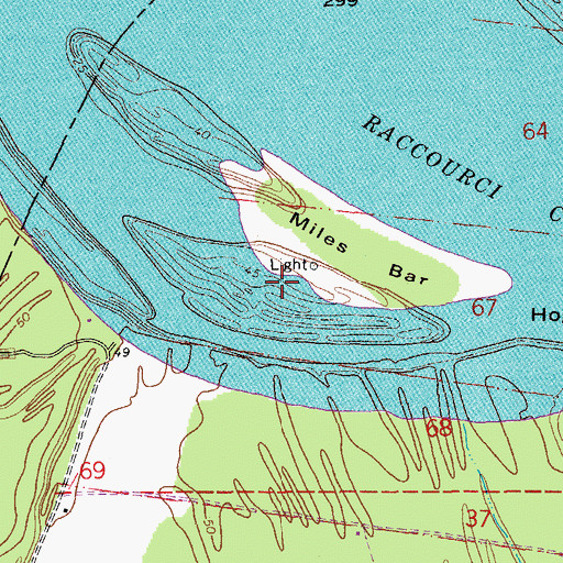 Topographic Map of Miles Bar, LA