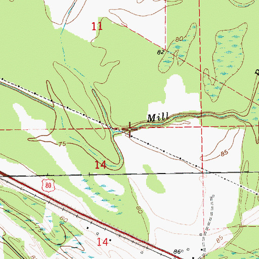 Topographic Map of Mill Bayou, LA