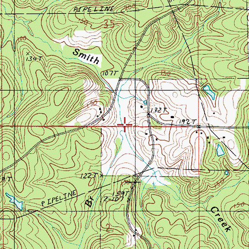 Topographic Map of Mill Branch, LA