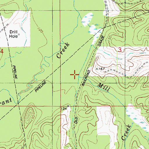 Topographic Map of Mill Creek, LA
