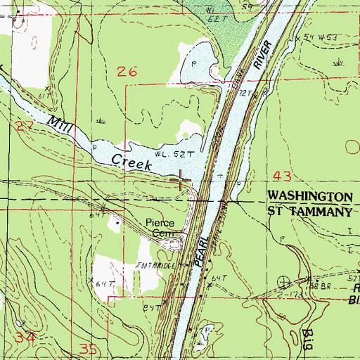 Topographic Map of Mill Creek, LA