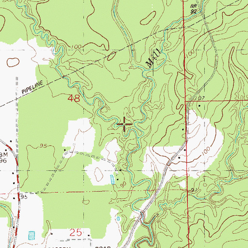 Topographic Map of Mill Creek, LA