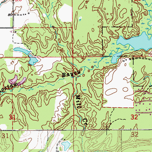 Topographic Map of Mill Creek, LA