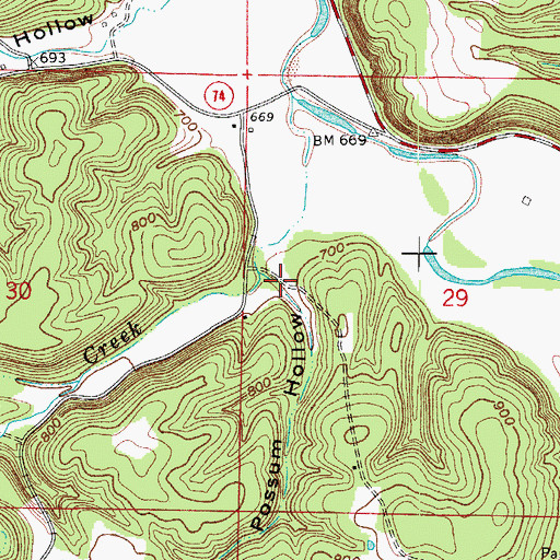 Topographic Map of Possum Hollow, AR