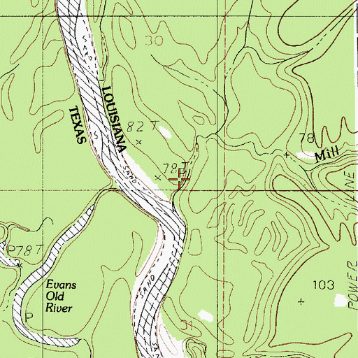Topographic Map of Mill Creek, LA
