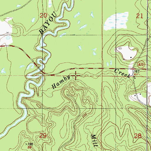 Topographic Map of Mill Creek, LA