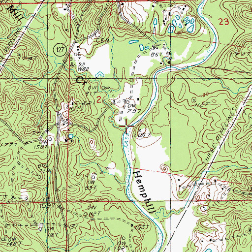 Topographic Map of Mill Creek, LA