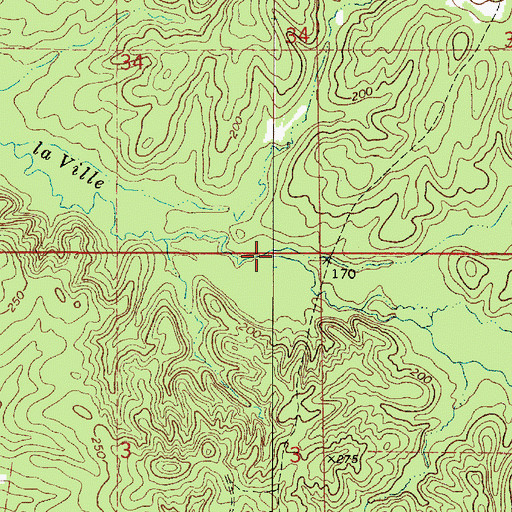 Topographic Map of Mill Creek, LA