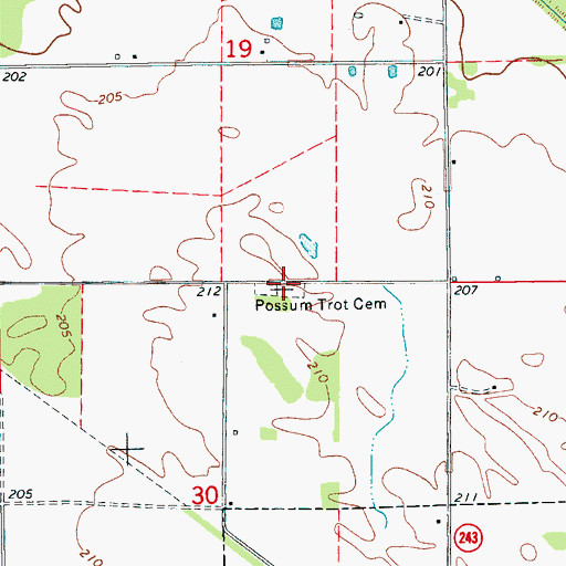 Topographic Map of Possum Trot Cemetery, AR