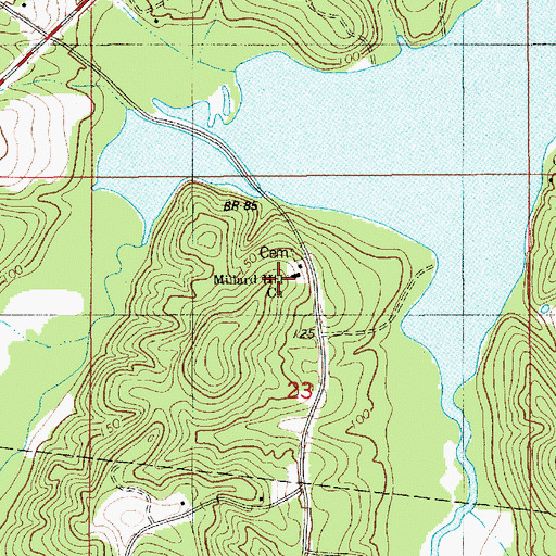 Topographic Map of Millard Hill School, LA