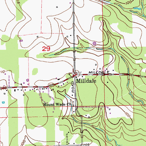 Topographic Map of Milldale, LA