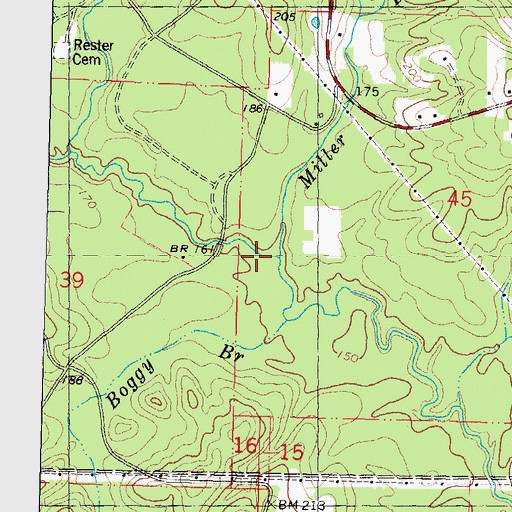 Topographic Map of Miller Branch, LA