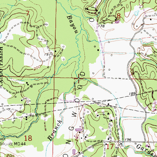 Topographic Map of Miller Branch, LA