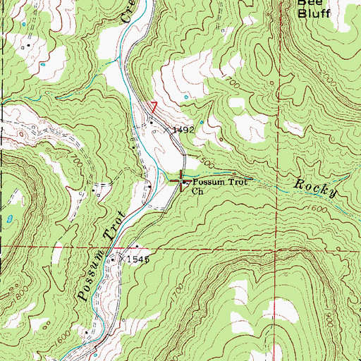 Topographic Map of Possum Trot Church, AR