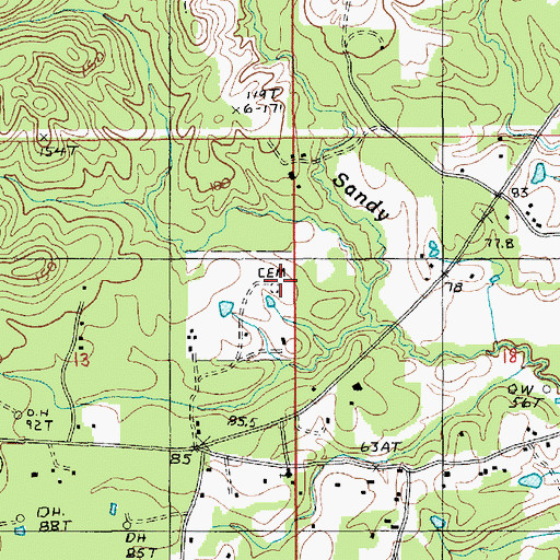 Topographic Map of Miller Cemetery, LA