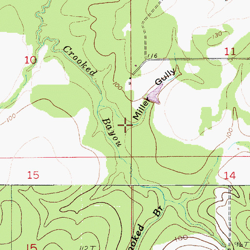 Topographic Map of Miller Gully, LA