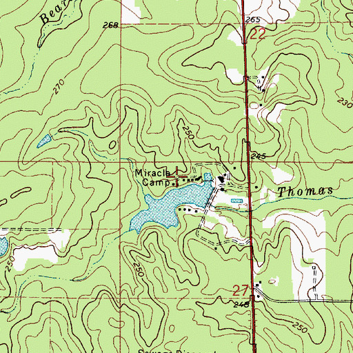 Topographic Map of Miracle Camp, LA