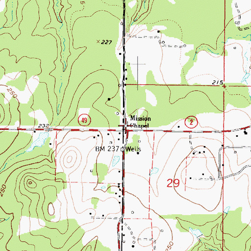 Topographic Map of Mission Chapel, LA