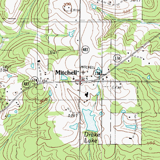 Topographic Map of Mitchell, LA