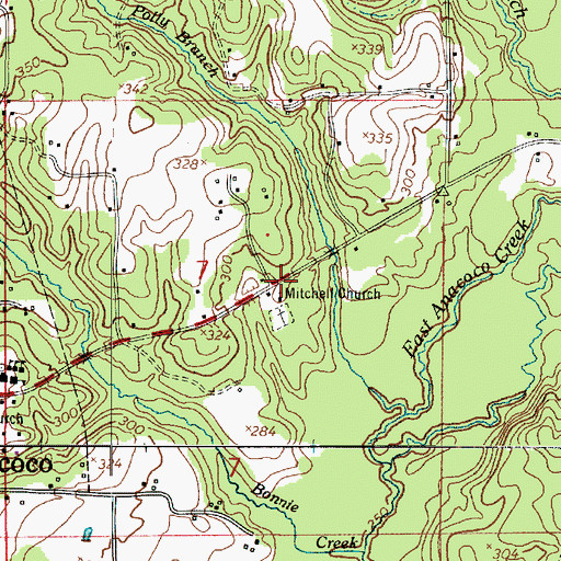 Topographic Map of Mitchell Church, LA
