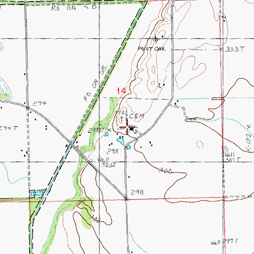 Topographic Map of Post Oak Church, AR