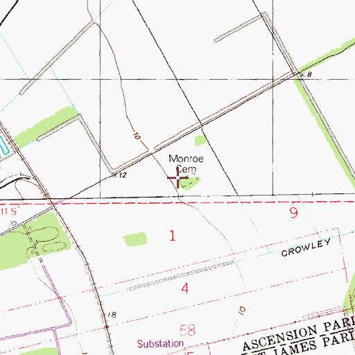 Topographic Map of Monroe Cemetery, LA