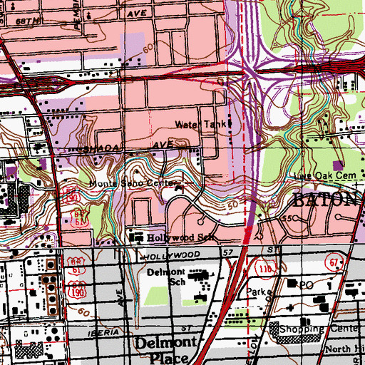 Topographic Map of Monte Sano Center, LA