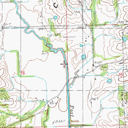 Topographic Map of Post Oak Creek, AR