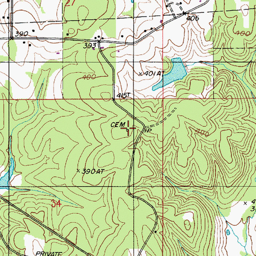 Topographic Map of Moore Cemetery, LA