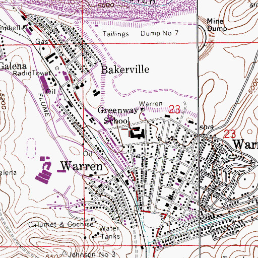 Topographic Map of Greenway Elementary School, AZ