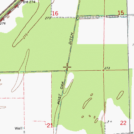 Topographic Map of Post Oak Ditch, AR