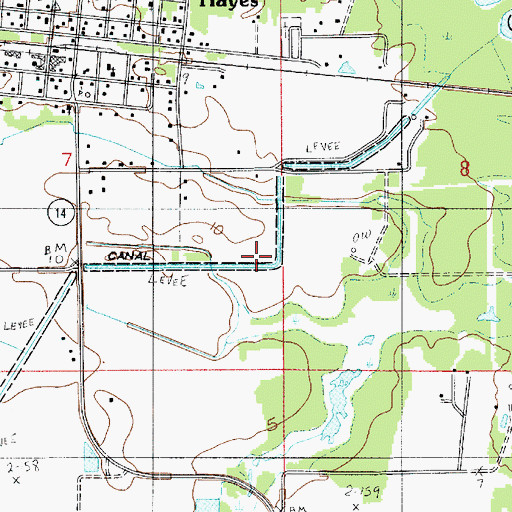 Topographic Map of Morgan Canal, LA