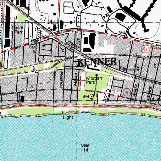 Topographic Map of Morgan Playground, LA