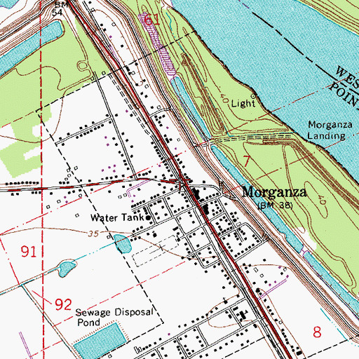 Topographic Map of Morganza, LA