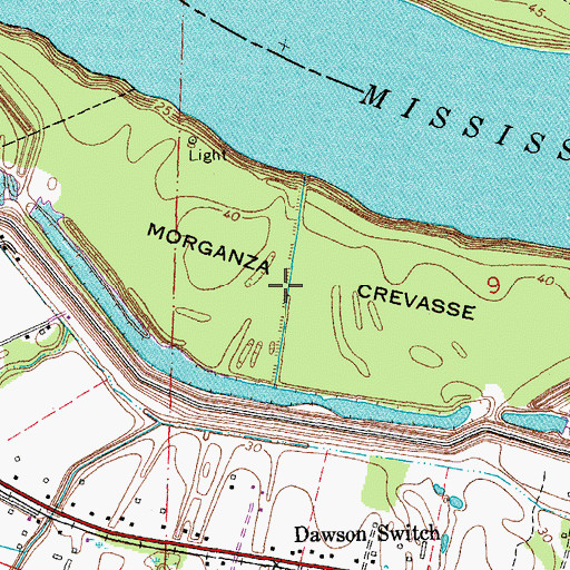 Topographic Map of Morganza Crevasse, LA