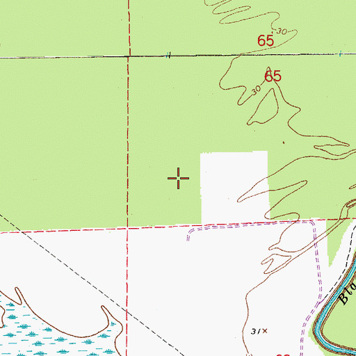 Topographic Map of Morganza Floodway, LA