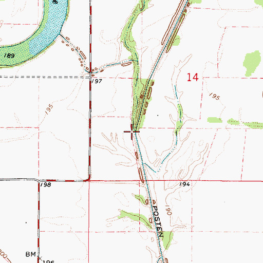 Topographic Map of Posten Bayou, LA