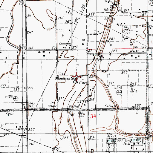 Topographic Map of Morning Star Church, LA