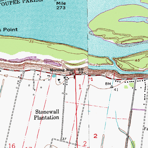 Topographic Map of Morning Star Church, LA