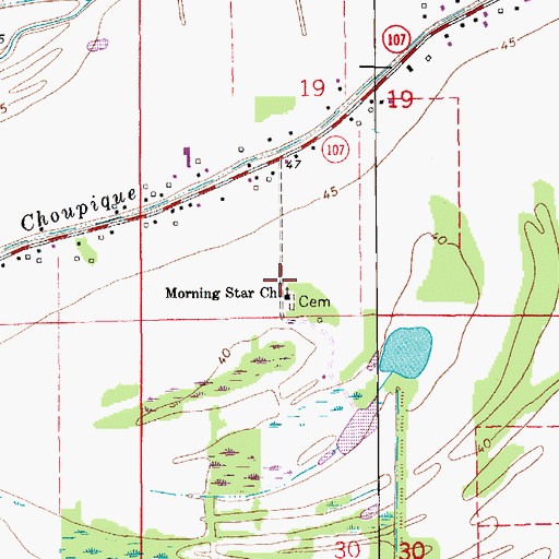 Topographic Map of Morning Star Church, LA