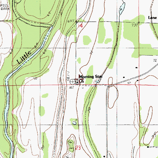 Topographic Map of Morning Star Church, LA