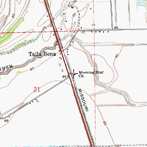 Topographic Map of Morning Star Church, LA