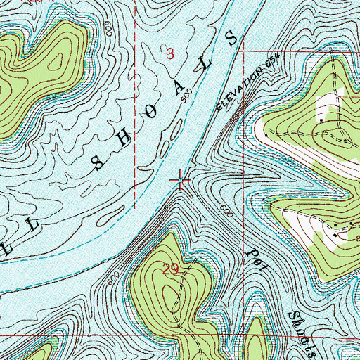 Topographic Map of Pot Shoals Creek, AR