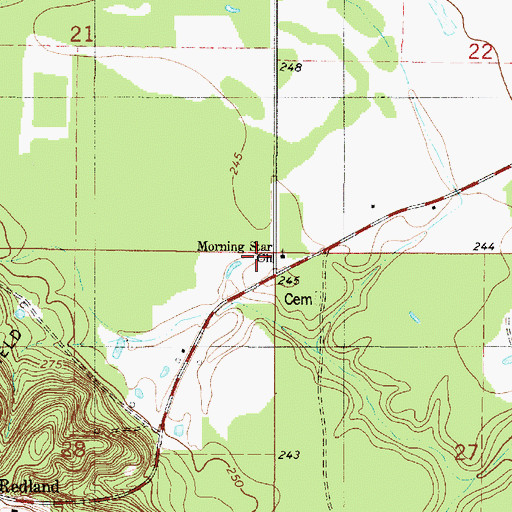 Topographic Map of Morning Star Church, LA