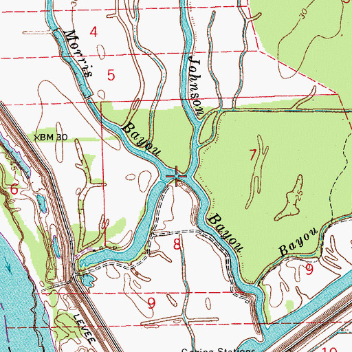 Topographic Map of Morris Bayou, LA