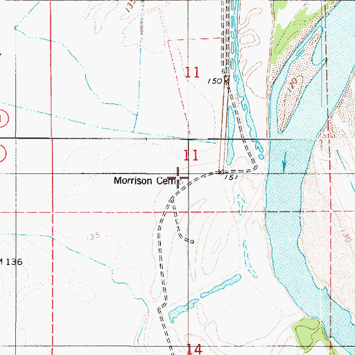Topographic Map of Morrison Cemetery, LA